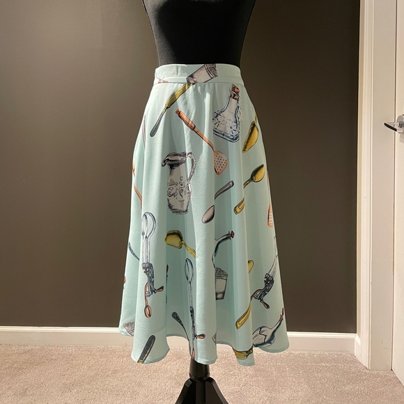 Antique Kitchen Print Swing Skirt - Picture 1 of 5